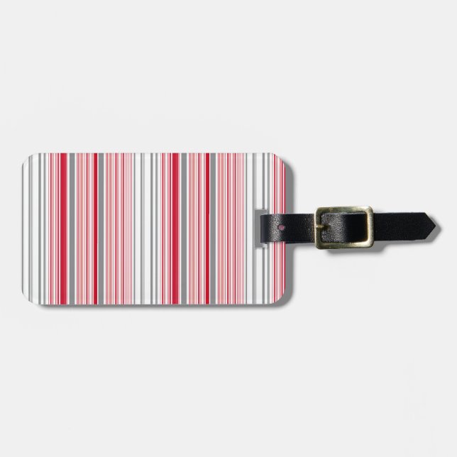 Süße graue rote Streifen Gepäckanhänger (Vorderseite horizontal)