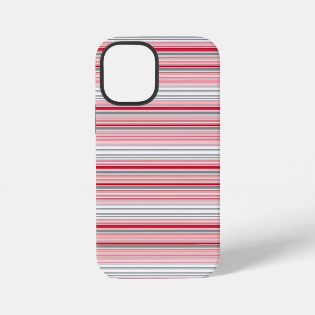 Süße graue rote Streifen iPhone 12 Mini Hülle (Rückseite)