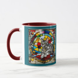 Süße Graue Tabby-Buntglas Tasse