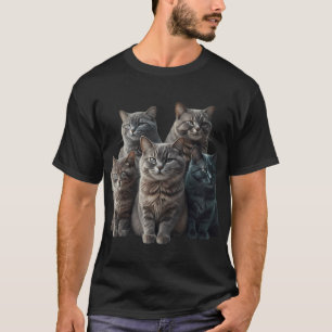 Süße Graue Tabby-Katzen Familienporträt  T-Shirt