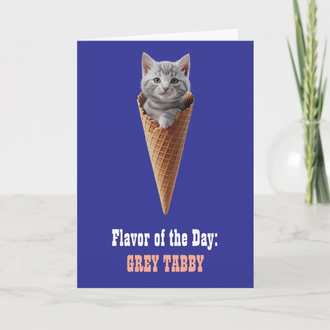 Süße Graue Tabby-Kegel-Grußkarte Karte (Vorderseite)