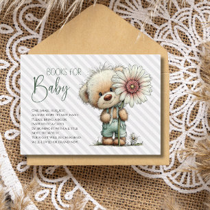 Süße graue Teddy-Daisy-Baby-Shower-Bücher für Baby Begleitkarte