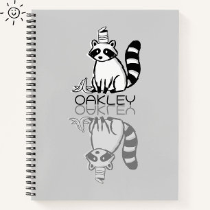 Süße graue Waschbär-Reflektions-Doodle mit individ Notizbuch