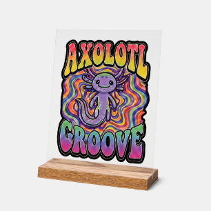 Süße groovy Hippie-Axolotl-Retro-70er-Regenbogen-K Acrylschild