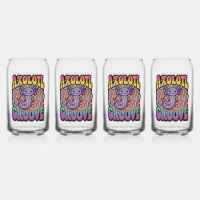 Süße groovy Hippie-Axolotl-Retro-70er-Regenbogen-K