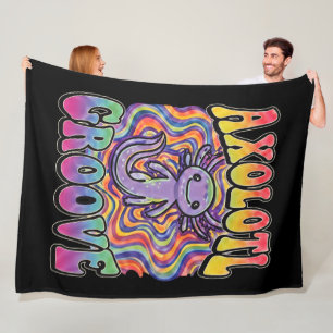 Süße groovy Hippie-Axolotl-Retro-70er-Regenbogen-K Fleecedecke