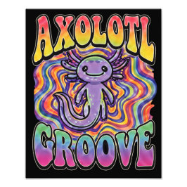 Süße Groovy Hippie Axolotl Retro 70er Regenbogen K Fotodruck