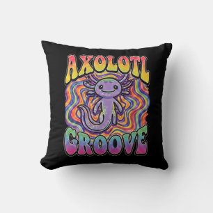 Süße groovy Hippie-Axolotl-Retro-70er-Regenbogen-K Kissen