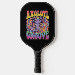 Süße groovy Hippie-Axolotl-Retro-70er-Regenbogen-K Pickleball Schläger