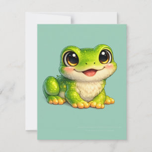 Süße großäugige Frosch Kawaii Tier Design RSVP Karte