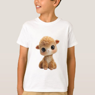 Süße große Augen flauschige braune Alpakakinder T-Shirt