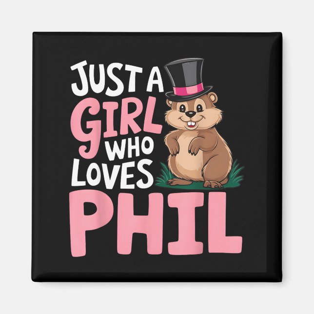 Süße Groundhog Day Mädchen Nur Ein Mädchen Das Phi Magnet (Vorne)