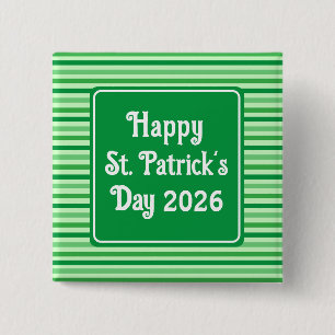 Süße grün gestreifte frohe St. Patrick's Day 2026 Button