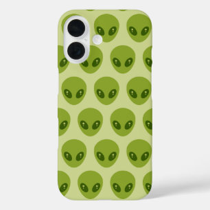 Süße grüne Alien-Köpfe Muster iPhone 16 Hülle