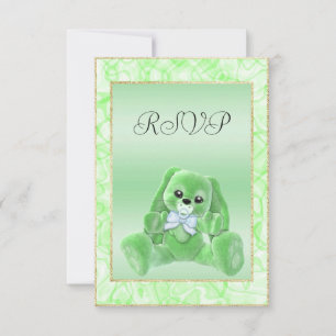 Süße grüne Baby-Hasen-Party RSVP Karte