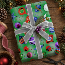 Süße grüne bunte Retro-Weihnachtsdekorationen