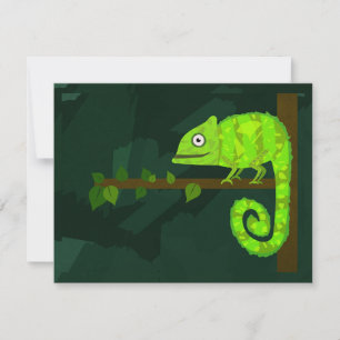 Süße grüne Chamäleon-Illustration tropisches Repti Feiertagskarte