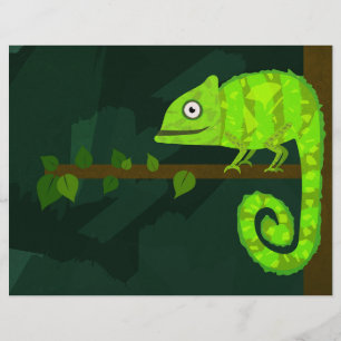 Süße grüne Chamäleon-Illustration tropisches Repti Flyer