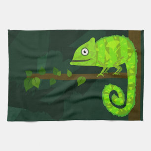 Süße grüne Chamäleon-Illustration tropisches Repti Geschirrtuch