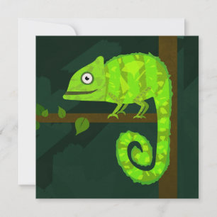 Süße grüne Chamäleon-Illustration tropisches Repti Karte