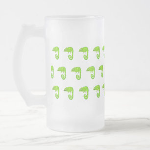Süße grüne Chamäleon-Illustration tropisches Repti Mattglas Bierglas