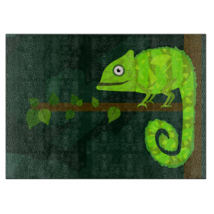 Süße grüne Chamäleon-Illustration tropisches Repti Schneidebrett