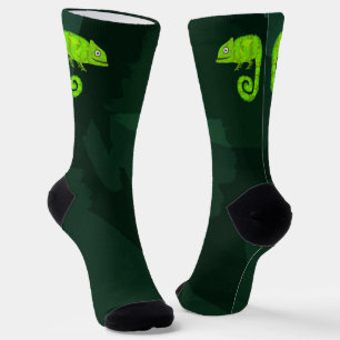 Süße grüne Chamäleon-Illustration tropisches Repti Socken