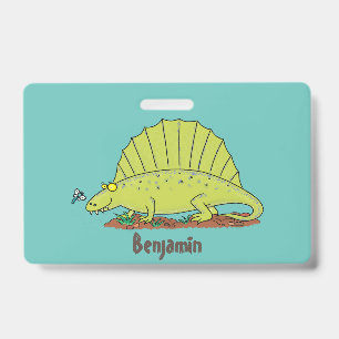 Süße grüne Dimetrodon-Cartoon-Illustration Ausweis
