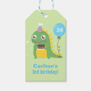 Süße grüne Dinosaurier-Geburtstagsfeier Geschenkanhänger