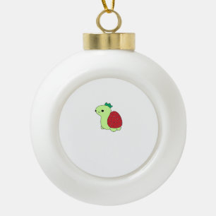 Süße grüne errötende Erdbeer-Schildkröte Classic T Keramik Kugel-Ornament