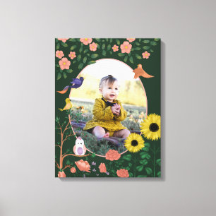 Süße grüne florale neue Baby-Foto-Nursery-Kunst Leinwanddruck