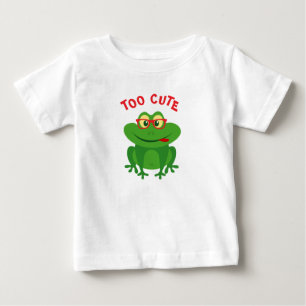 Süße grüne Frosch-Cartoon mit Brille custom Baby T-shirt