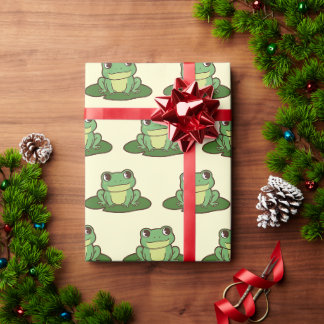 Süße grüne Frosch-Party-Geschenkpapier Geschenkpapier