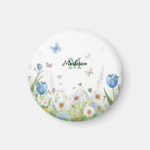 Süße grüne Frühlingsblumen-Wildblumenstrauß Monogr Magnet