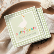 Süße grüne Gingham neutrale alberne Gans-Baby-Part