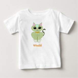 Süße grüne Kätzchen-Cartoon Baby T-shirt
