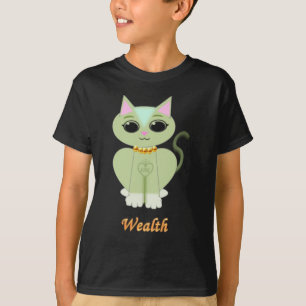 Süße grüne Kätzchen-Cartoon T-Shirt