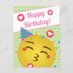 Süße grüne Kiss-Emitkon mit Tupfen zum Geburtstag Postkarte