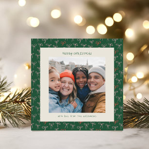 Süße grüne Koketten-Schleife Festliche Weihnachts- Feiertagskarte