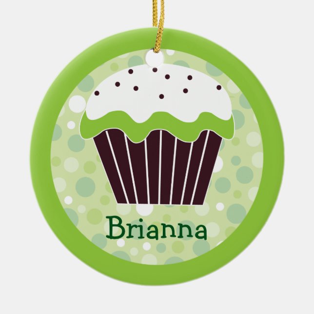 Süße grüne Kuchen-Verzierung Keramik Ornament (Vorne)