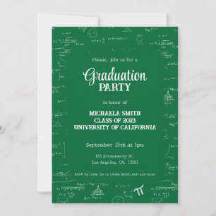 Süße grüne Mathe-Handschrift-Foto-Abschlussfeier Einladung