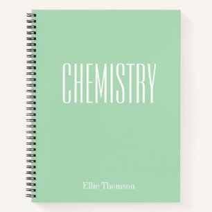 Süße grüne personalisierte Schulfach Chemie Notizbuch
