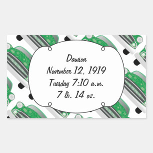Süße grüne Retro-Auto-Baby-Shower-Geschenke Rechteckiger Aufkleber
