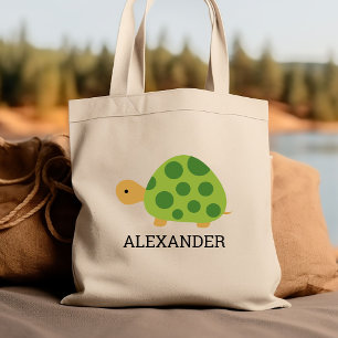 Süße grüne Schildkröte Kinder personalisiert Tragetasche