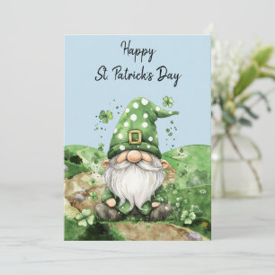 Süße grüne St. Patrick's Day Gnome Feiertagskarte