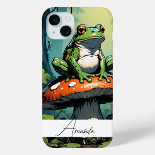 Süße grüne Vintage-Frosch- und Pilz-Eigenname Case-Mate iPhone Hülle
