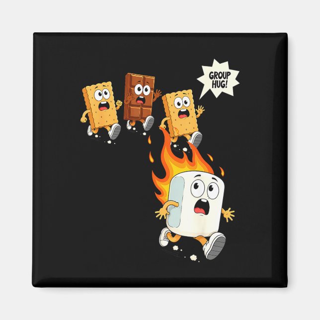Süße Gruppenumarmung Marshmallow Lagerfeuer S'more Magnet (Vorne)