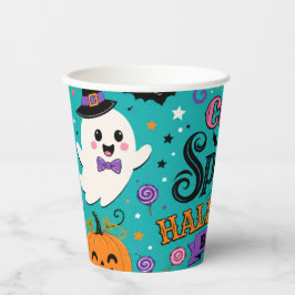 Süße gruselige Halloween-Geister und Kürbis-Party Pappbecher
