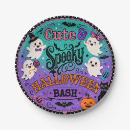 Süße gruselige Halloween-Geister und Kürbis-Party Pappteller