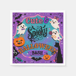 Süße gruselige Halloween-Geister und Kürbis-Party Serviette